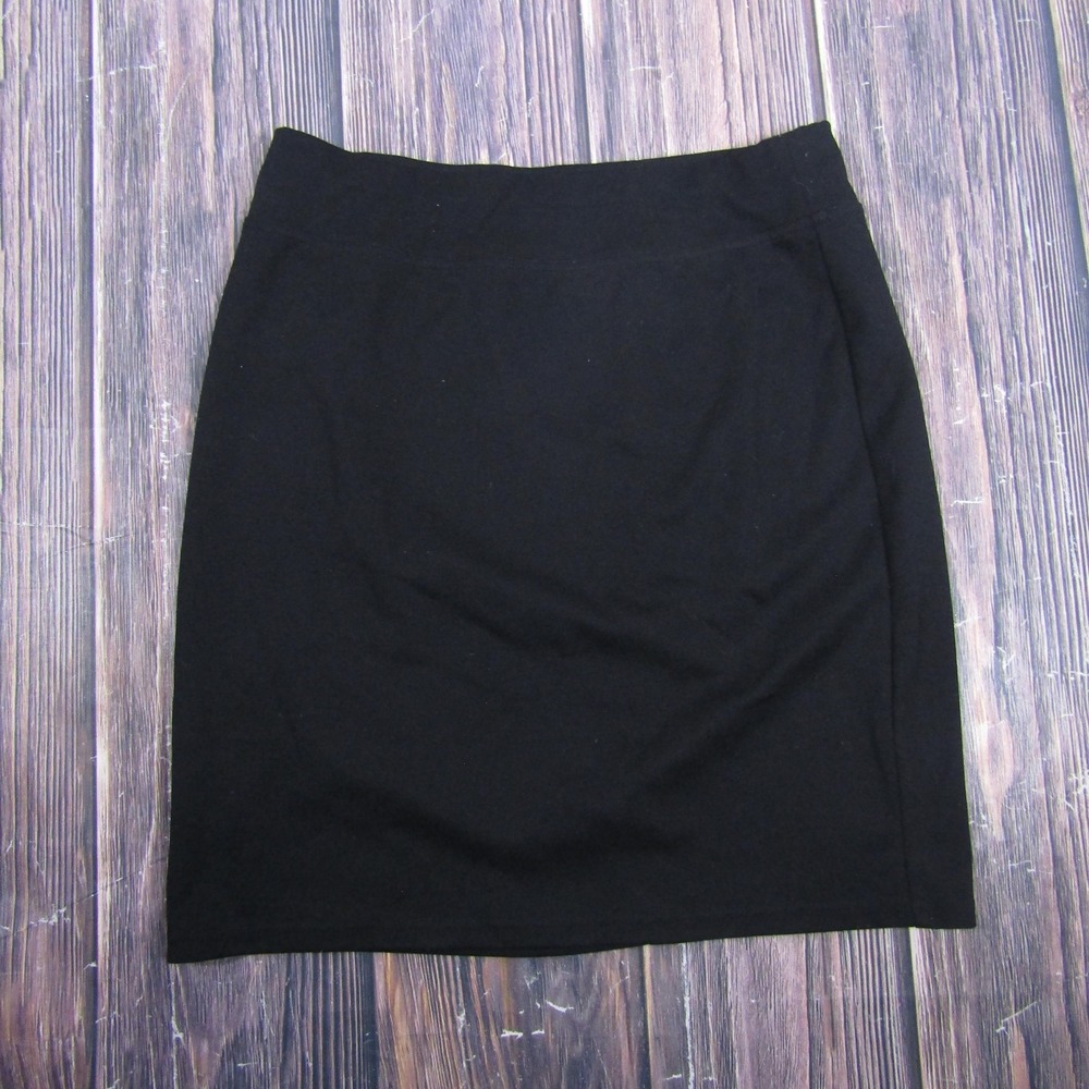 Style&co.‎ Skirt Womens Petite L Black Knit Pencil Knee Length Pull On Stretch